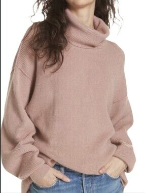 Free People Softly Structured Knit Tunic Dusty Mauve Minimalist Sweater XS